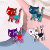 1 Pc Cute Oil Dripping Cat Brooch Cartoon Kitten Brooch Anti Walking Light Diamond Cat Brooch