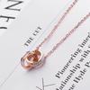 18K Gold Titanium Steel Interlocking Double Ring Necklace for Women