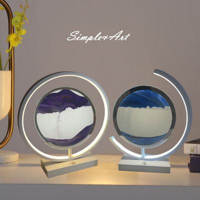 Светодиодная настольная лампа Moving Sand Art Quicksand Night Light 3D Sandscape Песочные часы Прикроватные лампы Текучая песчаная живопись Домашний декор Подарки