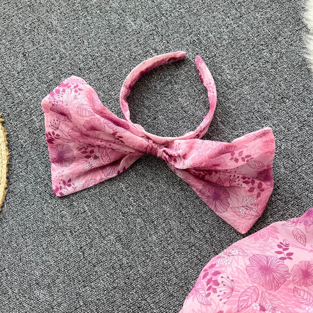 Женское винтажное длинное платье миди с цветочным принтом, летнее милое сетчатое праздничное платье принцессы с пышными рукавами и обручем для волос