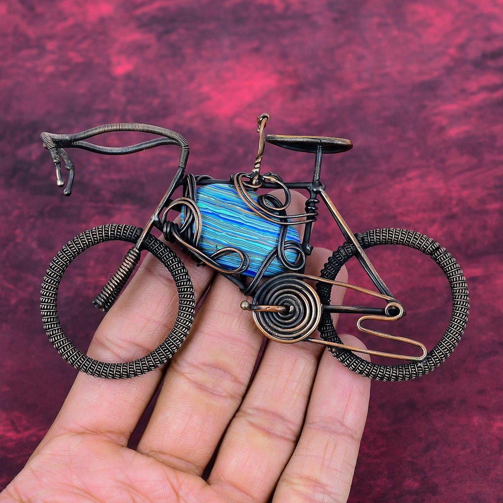 Rainbow Calsilica Pendant Copper Wire Wrapped Pendant Cycle Gemstone Jewelry