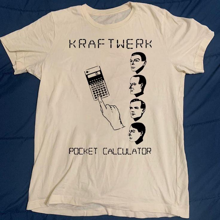 Винтажная футболка с карманным калькулятором группы Kraftwerk, унисекс, размеры от S до 5XL, AR425, унисекс