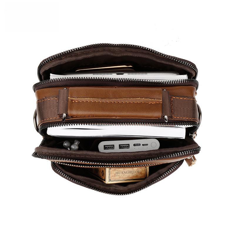 Мужская сумка-мессенджер из натуральной кожи в стиле ретро для бизнеса и отдыха