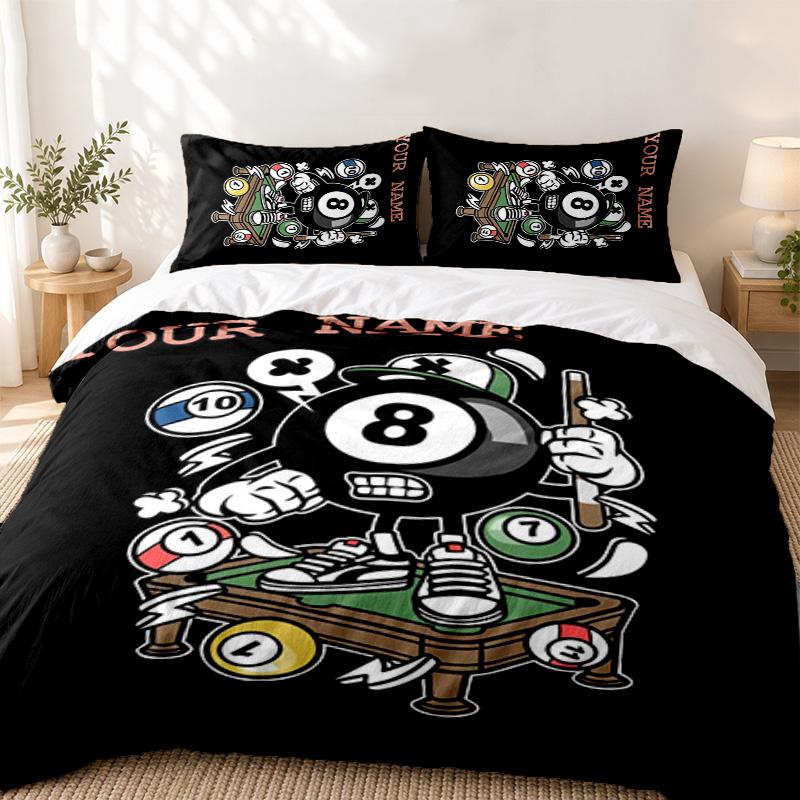 8ball Custom Name 3pc set Perfect for bedroom use Comfortable bedding set includes a duvet cover and two pillowcases Ideal birthday or Christmas gift