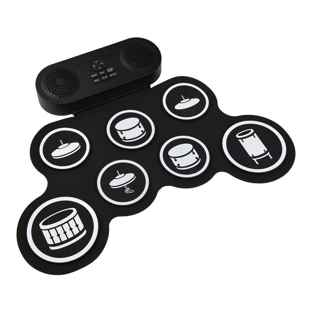 Electronic Drum Set Hand Roll Drum Set 7 Pads with Dual Speaker 7 Drum Styles 6 Rhythms 10 Demo