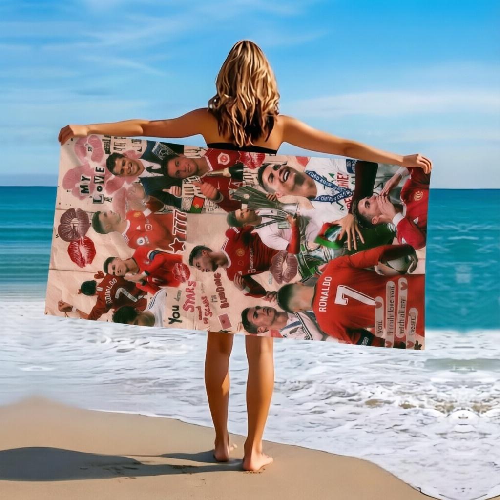 №7 Роналду Пляжное полотенце Кубок мира по футболу Большое Быстросохнущее полотенце Подходит для пляжа, бассейна, спорта, йоги, спортзала, дома и путешествий
