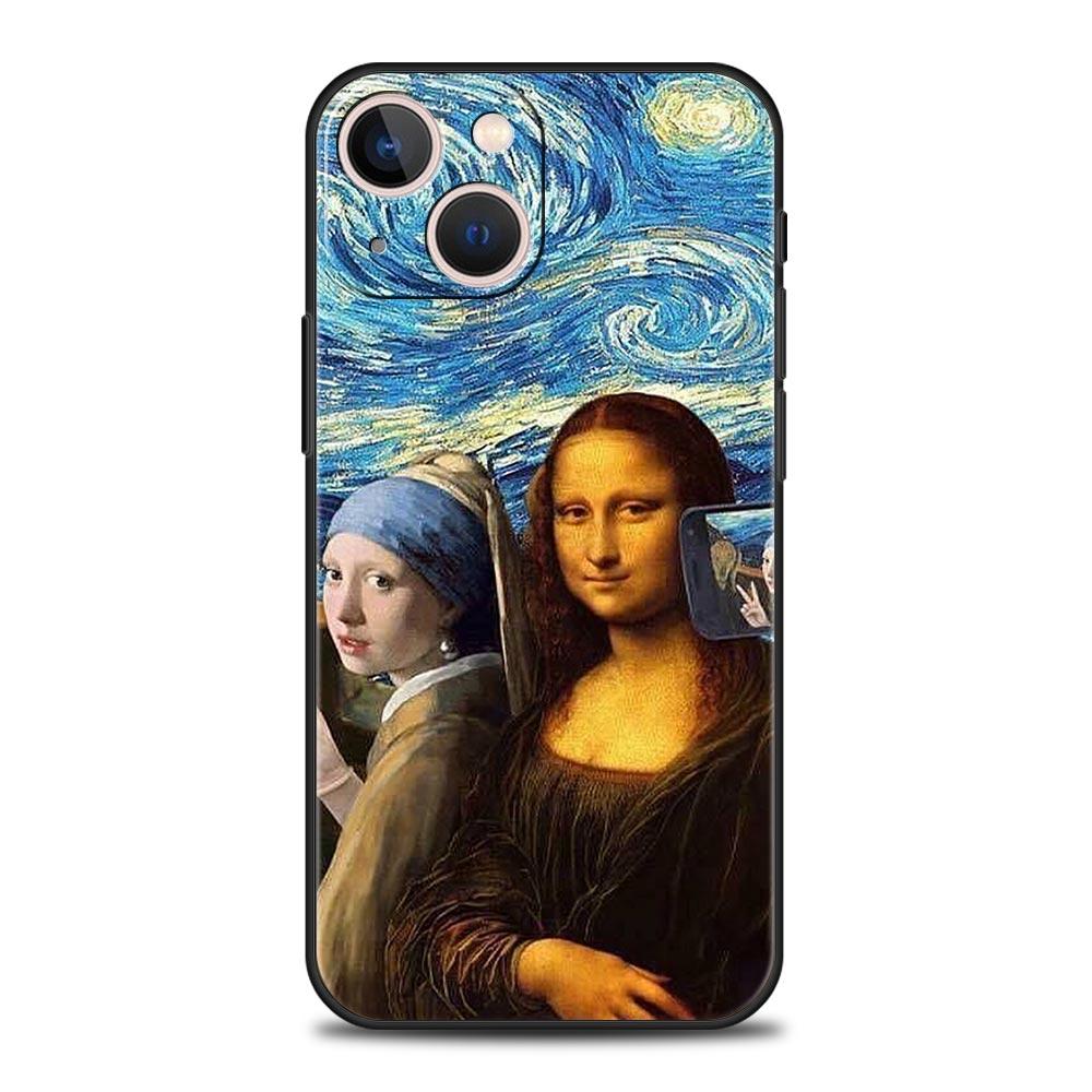Мона Лиза Ван Гог Масляная Живопись Искусство Для iPhone 11 12 13 15 16 14 Pro Max Телефон CaX XR XS 7 8 Plus 2020 Роскошный Чехол Funda