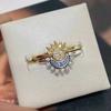 2pc/set Sparkling Ring Riyue Suitable Ring for Women To Wear Fashion Female Sun Moon Star Ring Cubic Zircon Ring for Women Gift