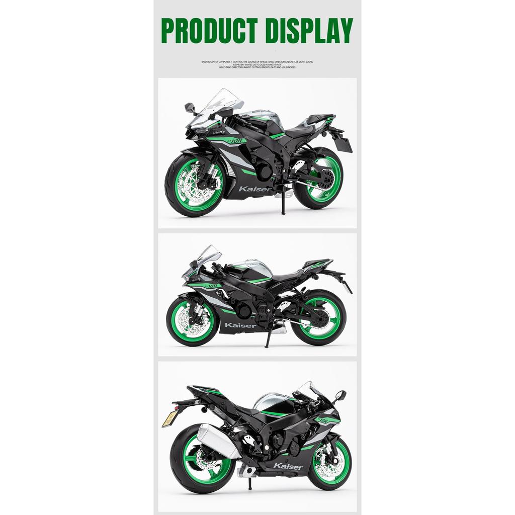 1/12 Kawasaki Ninja ZX-10R Heavy Locomoti Alloy Motorcycle Model Cross-country Racing Motorcycle Model Sound Light Kids Toy Gift