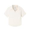 Удобная Простая Универсальная Футболка-поло Slim Fit с Буквами Женские Топы Кукурузно-белый 162527108-1