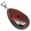 Подвеска из красного дерева, обсидиана, драгоценного камня, серебряное украшение ручной работы 2,25 дюйма