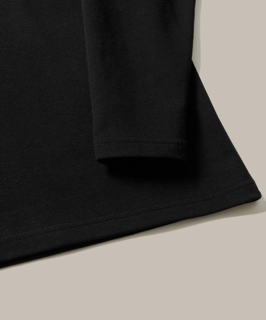 FP142 New Wave Double Cotton Stack Long Sleeve T-Shirt Black Sjlt1445