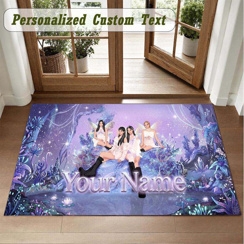 Crystal Velvet Square Rug Custom Nameaespa Pattern Non Slip Home Floor Decor Rug