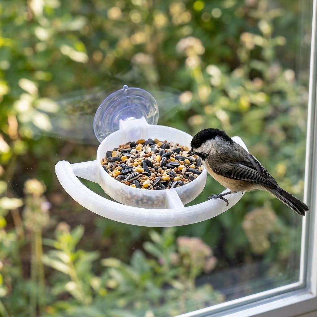 Suction Cup Window Bird Feeder Transparent PC Material Outdoor Use Compatible with Sunflower-Seeds and Mixed Grains