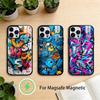 Крутой C-Цветный Граффити Чехол для Телефона для iPhone 17 16 15 14 13 12 Pro Max Plus с Зеркальной Беспроводной Магнитной Крышкой
