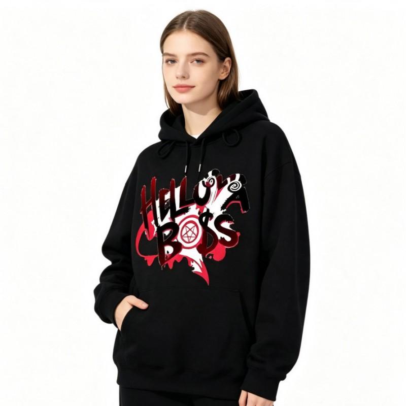 Unisex Oversized Hooded Sweatshirt With Punk Graphic Print Loose Fit Kangaroo Pocket Fall Casual Wear