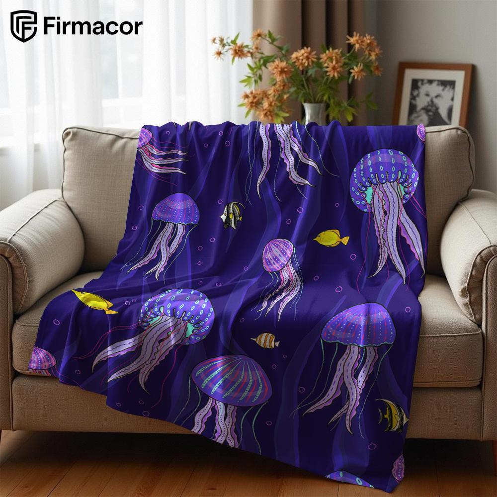 Jellyfish Ocean Ultra Soft Sherpa Fleece Blanket Fluffy Warm Halloween Cozy Throw for Sofa Couch Bedroom Gift All season