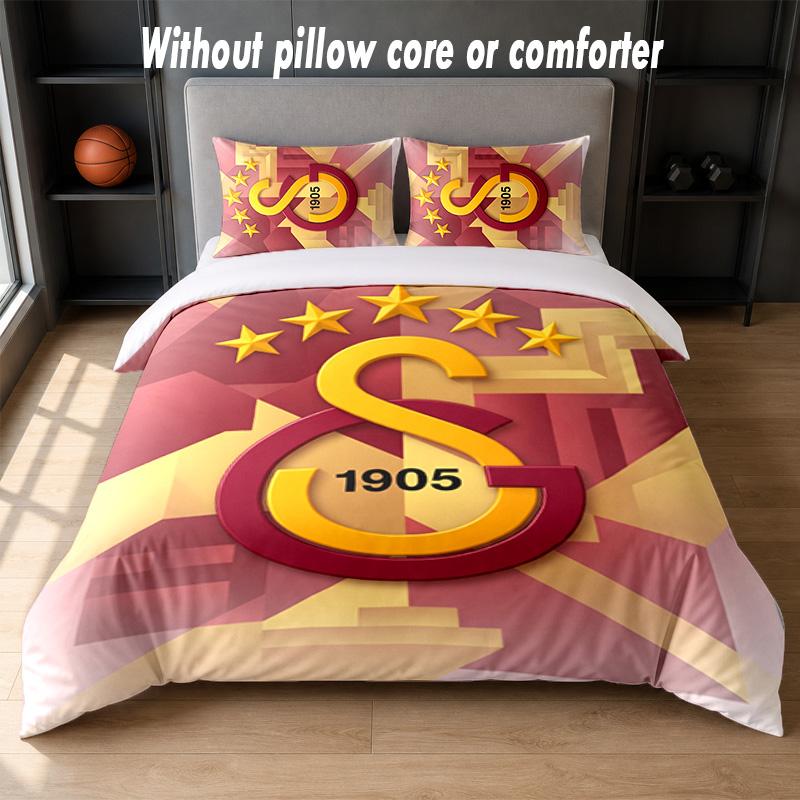 Galatasaray FC Design Bed Bedding Set 1 Duvet Cover + 2 Pillowcases Soft Breathable Household Bed Linens