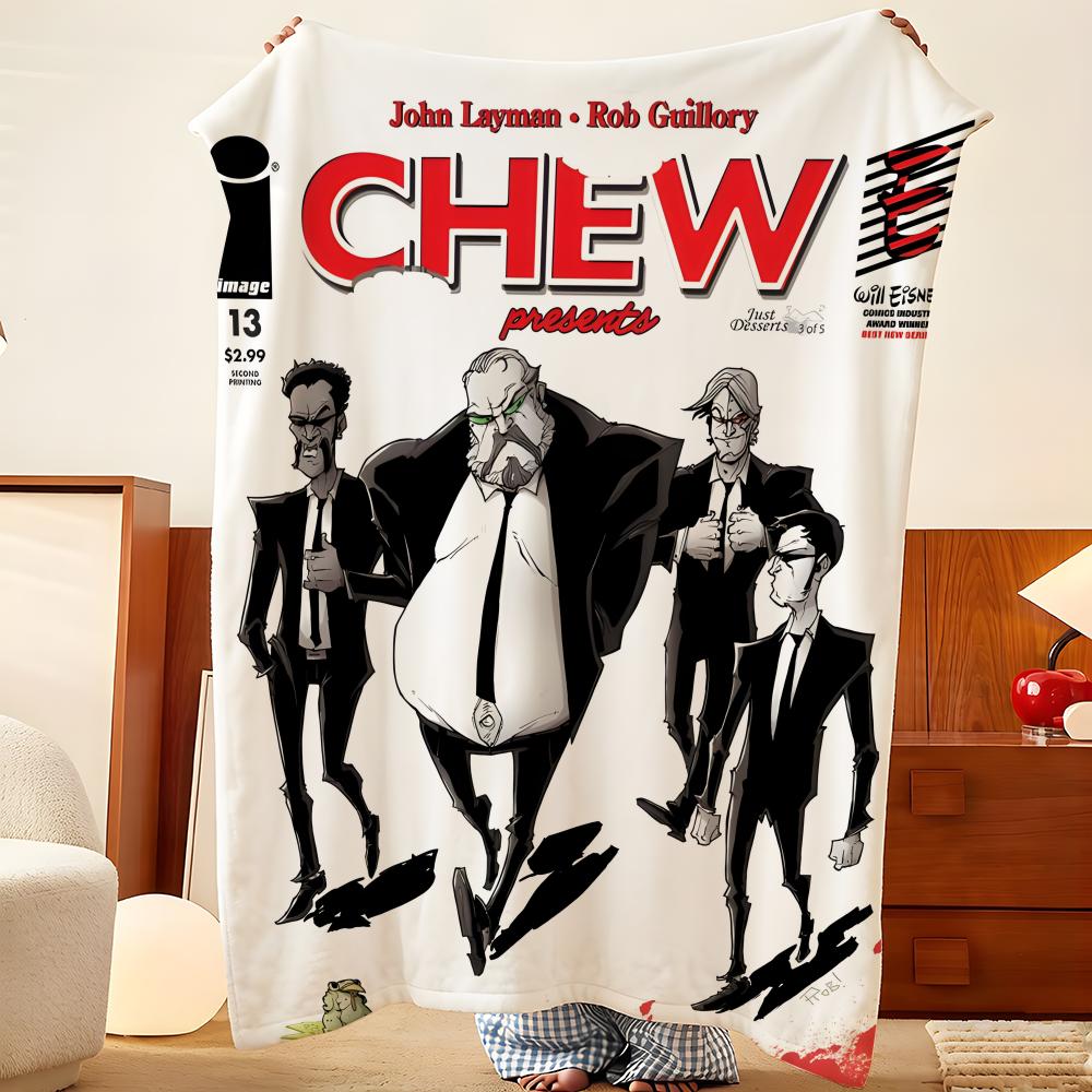 Комическая фланелевая плед-покрывало C-Chew Throw, легкое, уютное, прочное, моющееся, милое, классное