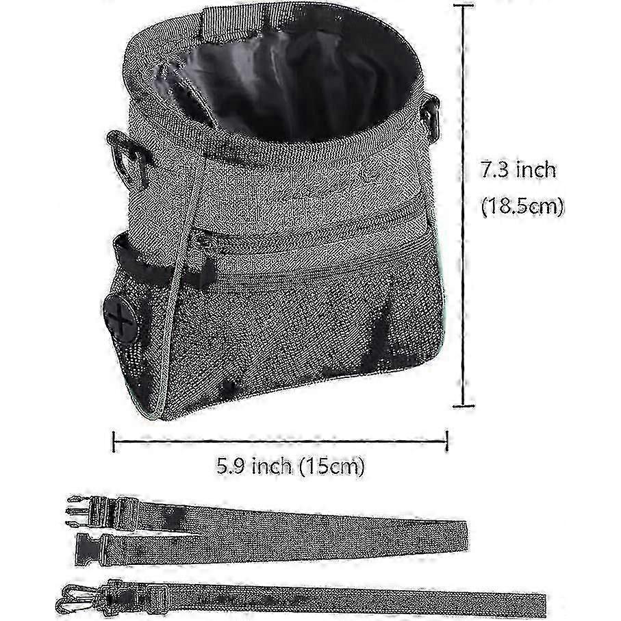 Adjustable Dog Training Treat Pouch with Waist Belt and Shoulder Strap, Includes Poop Bag Dispenser