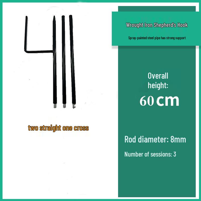 Wrought Iron Shepherd's Hook: Outdoor Garden String Light Support Pole for Courtyard and Balcony.