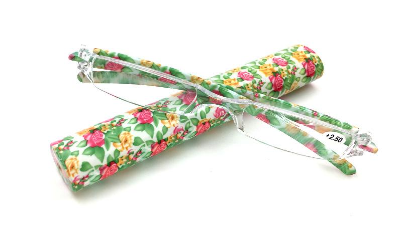 Computer Glasses Mini Folding Reading Glasses Women Men +1.0 To 4.0 Alloy Portable Container Presbyopia Pen Glasses With Box