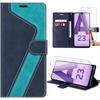 Case + 2 Tempered Glasses for Samsung Galaxy A23 5G, Patterned PU Leather Protection with Card Slots and Kickstand, Blue