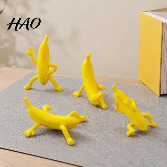 Articulated Banana Toy 4PCS Funny Man Figurine, 3D Printed Character Desktop Collectibles Ornaments, Novelty Cute Tabletop Decor Toys for Office Home