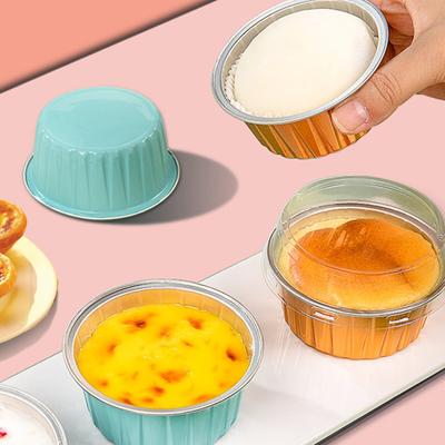Коробка из фольги с крышкой, 20 шт., многоразовая, одноразовая, круглая, пищевая, с антипригарным покрытием, безопасная для духовки, контейнер для кексов, форма для выпечки из алюминиевой фольги