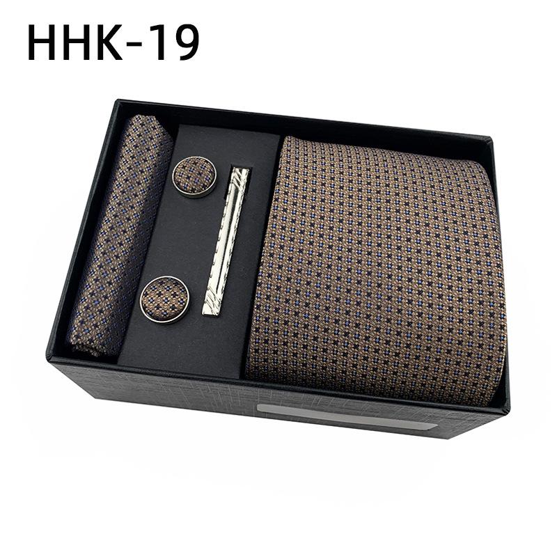 Men'S Tie Square Cuff Tie Clip Gift Box Set Business Casual Tie Black Gift Box
