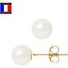 Compagnie Générale Des Perles - Genuine Cultured Pearl Earrings 7-8 Mm 18 Cts Gold Poussette System - Women's Jewelry