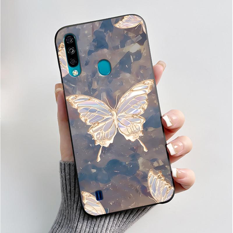Phone Case For ZTE Blade A7 2020 Shockproof Casing Luxury Fashion Butterfly Flower Black Jelly Soft TPU Case Silicone Back Cover