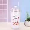 Water bottle summer snowflake starry sky plastic cup net red with lid with straw water cup creative high value outdoor broken ice cup