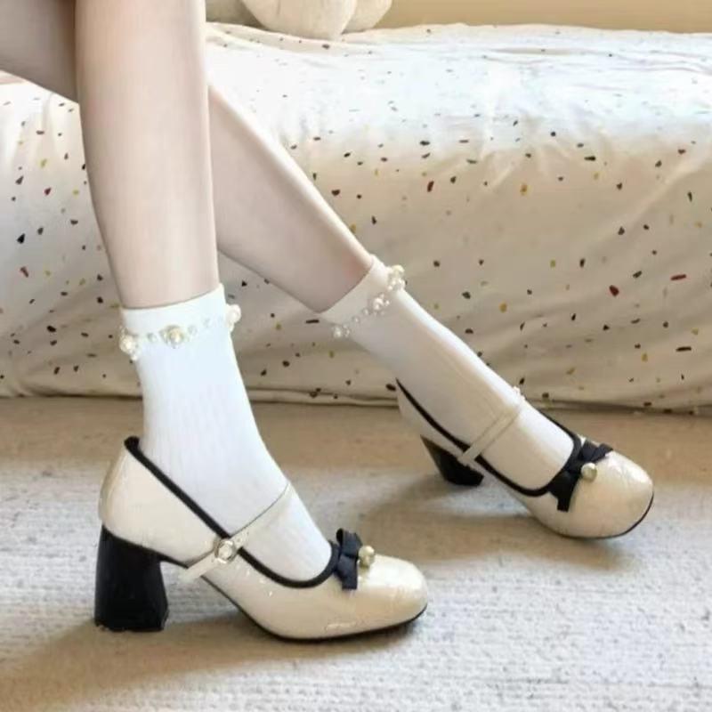 French Chic Chunky Heel Mary Janes with Bow - Spring 2025 Collection