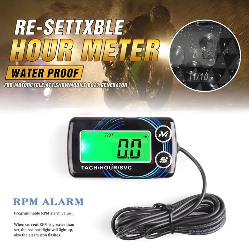 Цифровой тахометр двигателя, счетчик часов, тахометр, датчик оборотов двигателя, ЖК-дисплей, оповещение о техническом обслуживании автомобиля для автомобиля, мотоцикла, ход двигателя, мотор лодки, квадроцикла