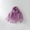 Универсальный мягкий восковой однотонный имитация кашемира шарф с бахромой женский зимний удлиненный теплый утолщенный шарф-шаль