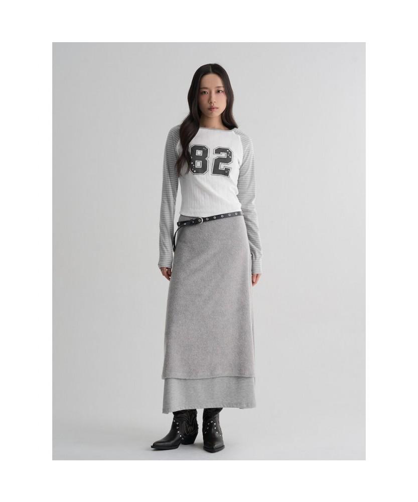 8SECONDS Numbering Color Block T-Shirt Gray