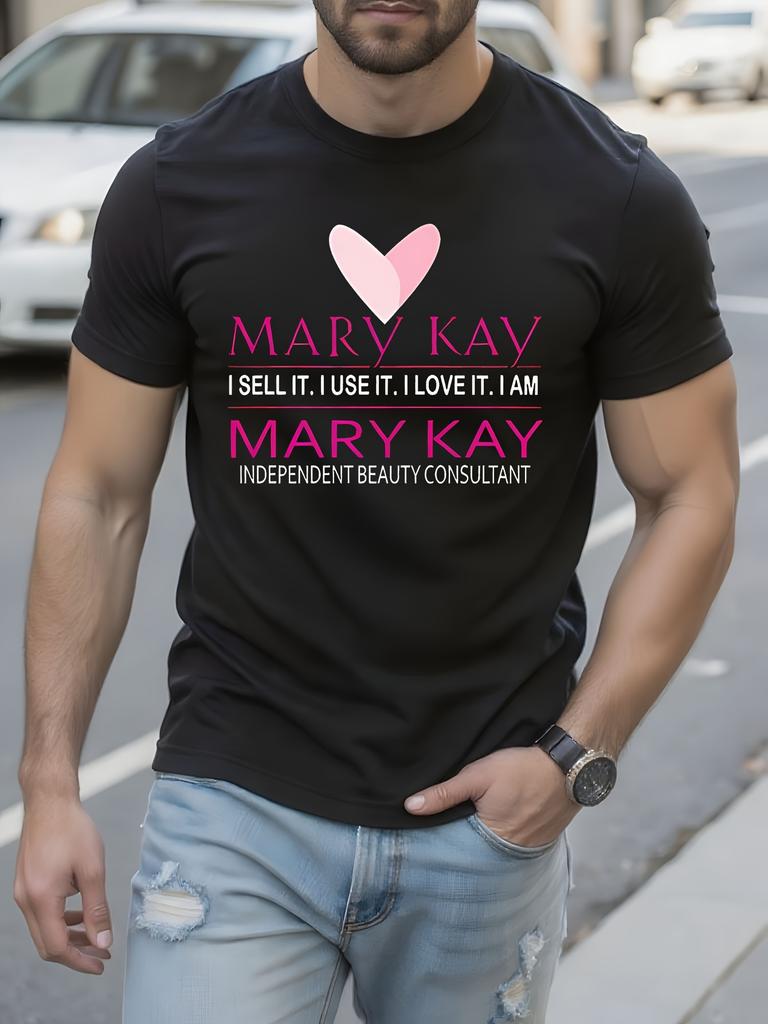 Независимый консультант по красоте Mary Kay - Футболка с графическим принтом "Я продаю это, я использую это, я люблю это" - Черная с розовым текстом