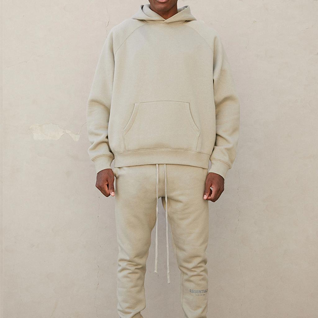 Fear of God Essentials Флисовая Толстовка С Капюшоном С Принтом Логотипа Сзади FW21 Унисекс Толстовки Фисташково-Зеленая FOG-FW21-001