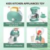 Pretend Play Kitchen Appliances Toy with Sound & Light Coffee Maker Machine Mixer Toaster Blender Kids Kitchen Playset Gifts