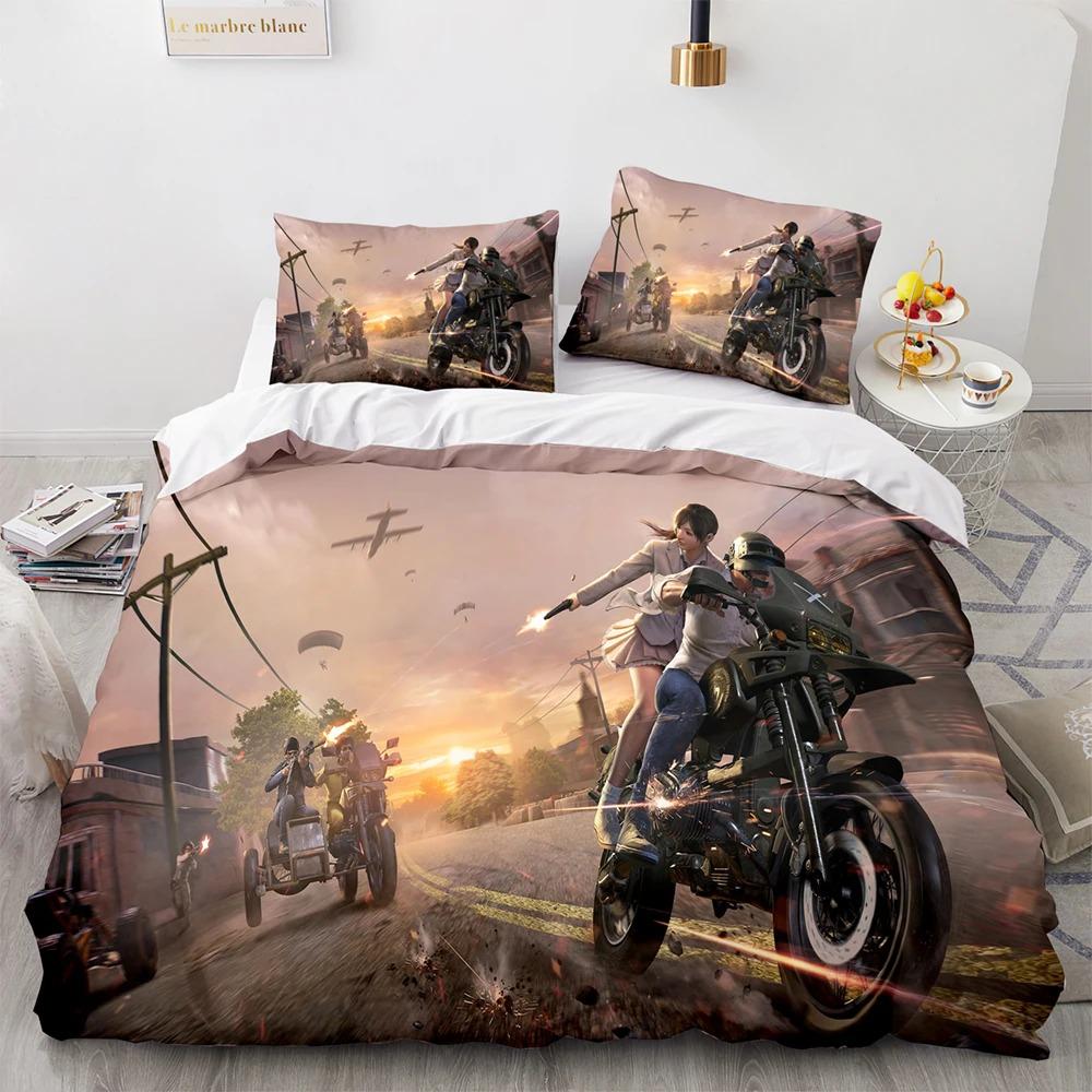 PUBG Постельное белье Односпальное Двуспальное Full Quen King-Size Размеры Размеры Игровое PUBG Комплект постельного белья Взрослый Детская Спальня Пододеяльник Комплекты 3D Печать Мужчины Женщины