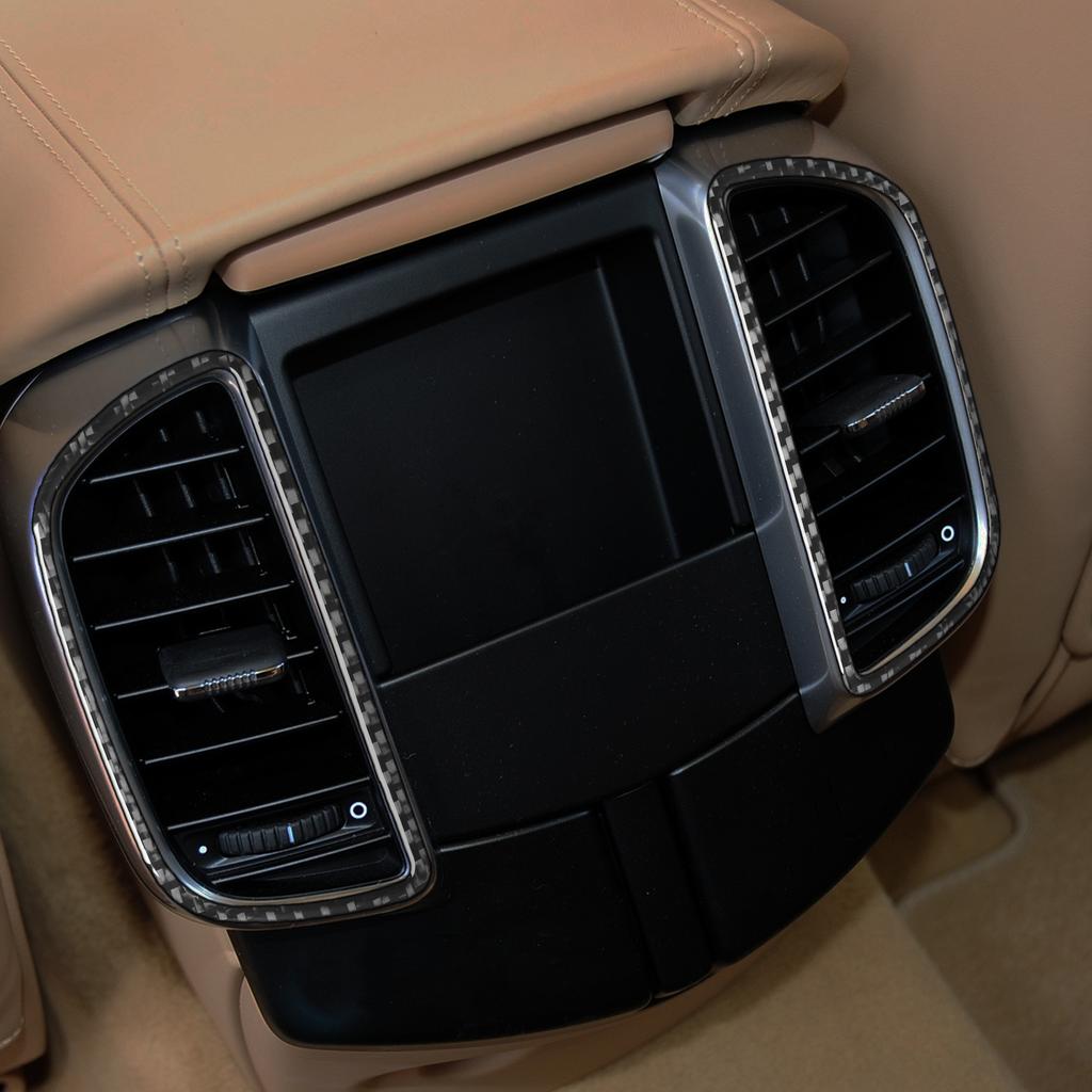 For Porsche Cayenne 958 92A 2011-2017 Carbon Fiber Rear Air Conditioning Vent Frame Panel Cover Trim Car Accessories Sticker