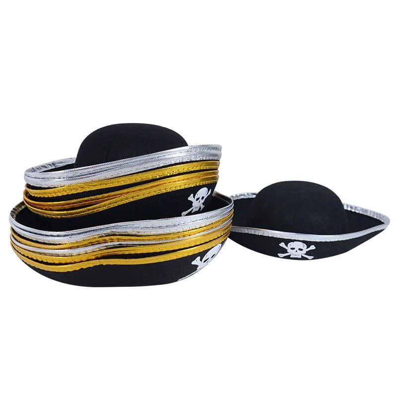 Трехугольная пиратская шляпа на Хэллоуин с принтом черепа, капитанская кепка для взрослых и детей