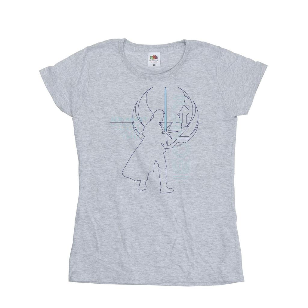 STAR WARS Женская/дамская футболка Obi-Wan Kenobi Jedi Master Balance Cotton