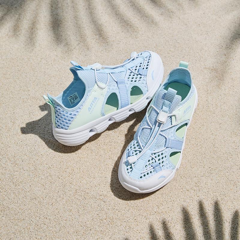 Anta Kids Synthetic Leather Fabric Trendy Comfortable Versatile Outdoor Sports Casual Beach Shoes Kids Shoes Blue Green A322426906-4