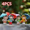 4PCS Cartoon Character Little Girl Home Decoration Ornament Car Decoration Ornament Umbrella Girl Model