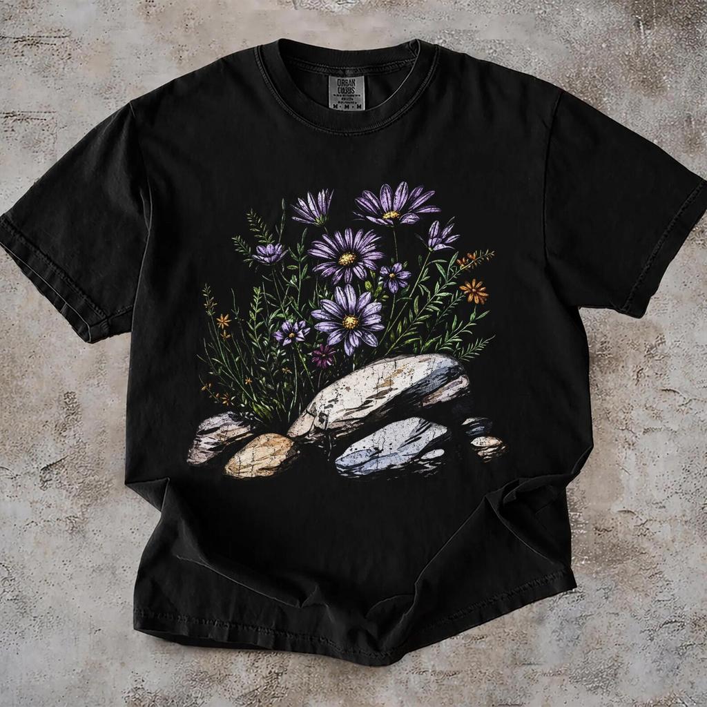 Purple Wildflower T-Shirt, Floral Graphic Tee, Botanical Cottagecore Shirt, Nature Lover Gift