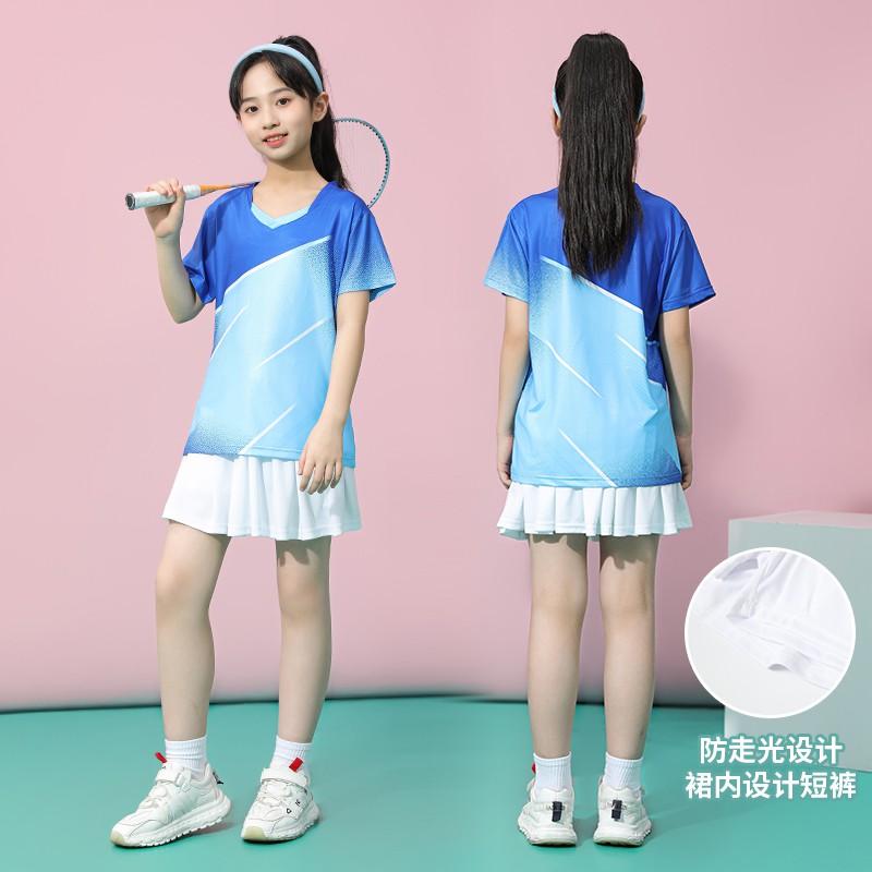 Kids Badminton Uniform Set Quick Dry Training Shirt Shorts Boys Girls Team Sports
