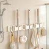 Broom Holder Mop Organizer Garage Storage Rack Space Saving Anti Slip Wall Mount, for Bathroom