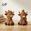 Unique Creative Gifts for Her Highland Cow Garden Statue Cute Resin Figurine Outdoor Indoor Autumn Home Decor Accents Table Desk Decor Gift